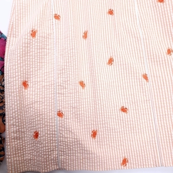 Bushwhacker Peach White Stripe Crab Seersucker Dress Sz 10 - Picture 9 of 14